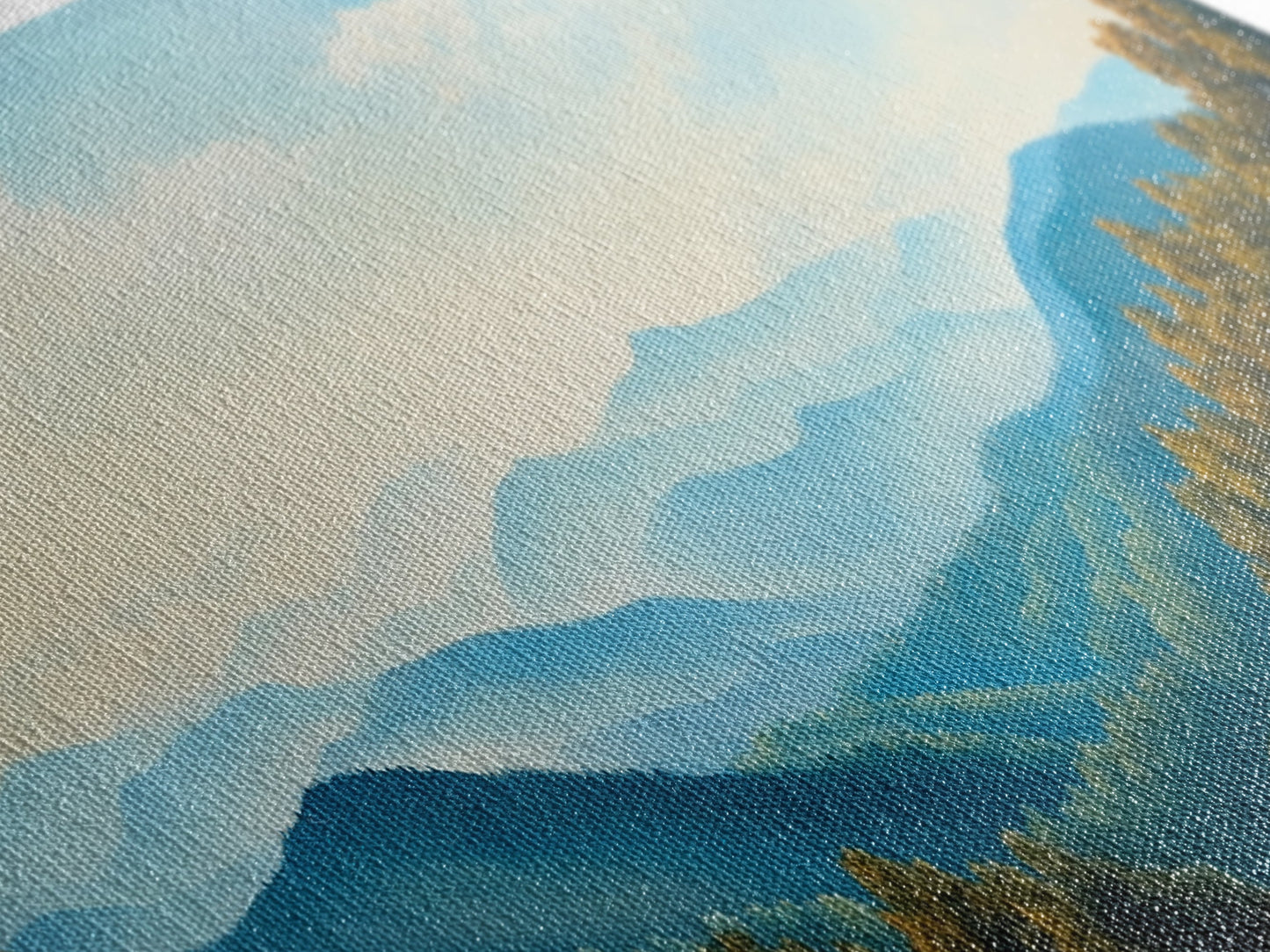 Blueridge Mountains Framed Canvas Print, Blue Ridge Mountains Painting, Panoramic Landscape Painting, Horizontal Wall Decor