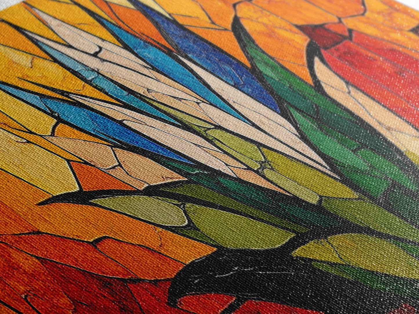 Stained Glass Style Blue Agave Wall Art Canvas Print, Mexicano Wall Art, Panoramic Southwestern Home Decor, Modern Farmhouse Rustic Art