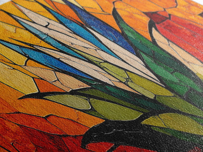 Stained Glass Style Blue Agave Wall Art Canvas Print, Mexicano Wall Art, Panoramic Southwestern Home Decor, Modern Farmhouse Rustic Art