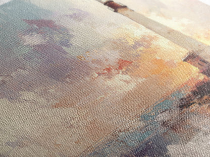 Abstract Oil Painting Print of a Light House, Framed Canvas Print, Nautical Themed Home Decor, Seascapes Painting