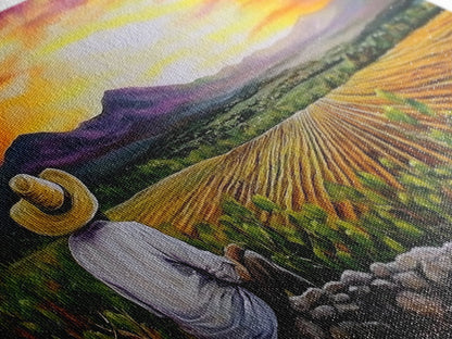 Farmhouse Wall Art Framed Canvas Print - Mexicano Art - Chicano Art - Oil Painting Print of a Tejano Farmer - Arte Mexicano