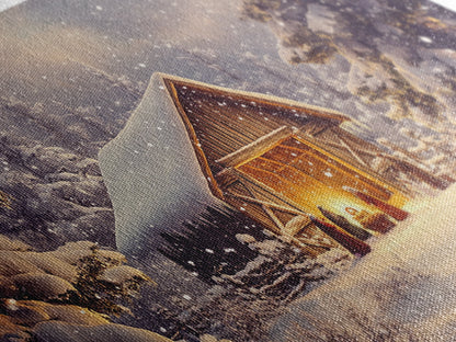 Nativity Scene Framed Canvas Print, Jesus in His Manger, Christmas Wall Art, Christmas Centerpiece Art, Nativity Oil Painting