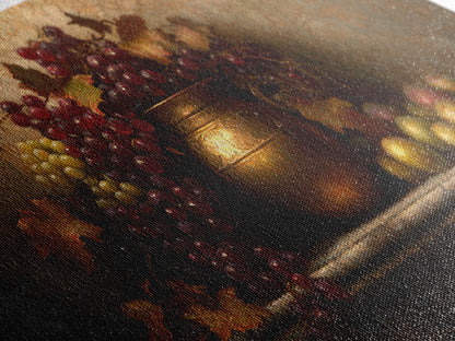 Still Life of Grapes, Framed Canvas Print, Victorian Oil Painting Print, Kitchen Wall Art, Kitchen Painting, Kitchen Home Decor