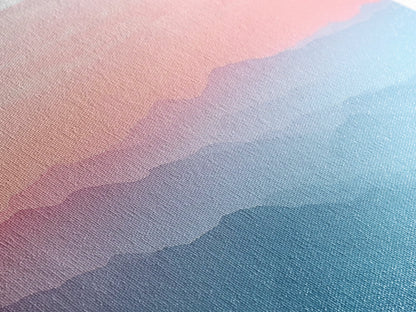 Vaporwave Landscape Painting Print of The Blue Ridge Mountains, Framed Canvas Print, Foggy Mountain Landscape Painting, Ready To Hang Art