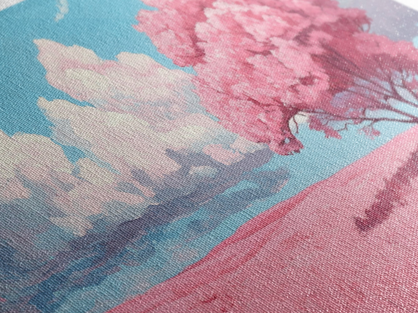 Pink Fields - Abstract Wall Art - Framed Canvas Print - Abstract Landscape Painting - Surrealist Wall Art - Above Sofa Modern Art