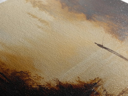 Retro Oil Painting Print of a Fly Fisher - Framed Canvas Print - Fishing Wall Art, Fisherman Painting, Fishing Gift, Gift for Fisher