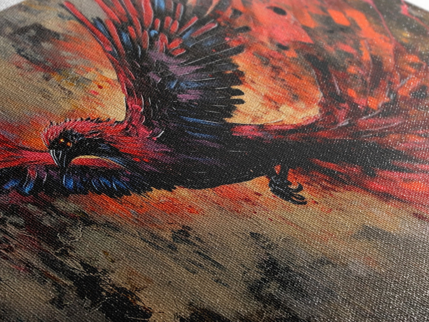 Grunge Phoenix Painting, Framed Canvas Print, Vibrant Phoenix Wall Art Print, Mythical Poster Art, Printed Wall Art