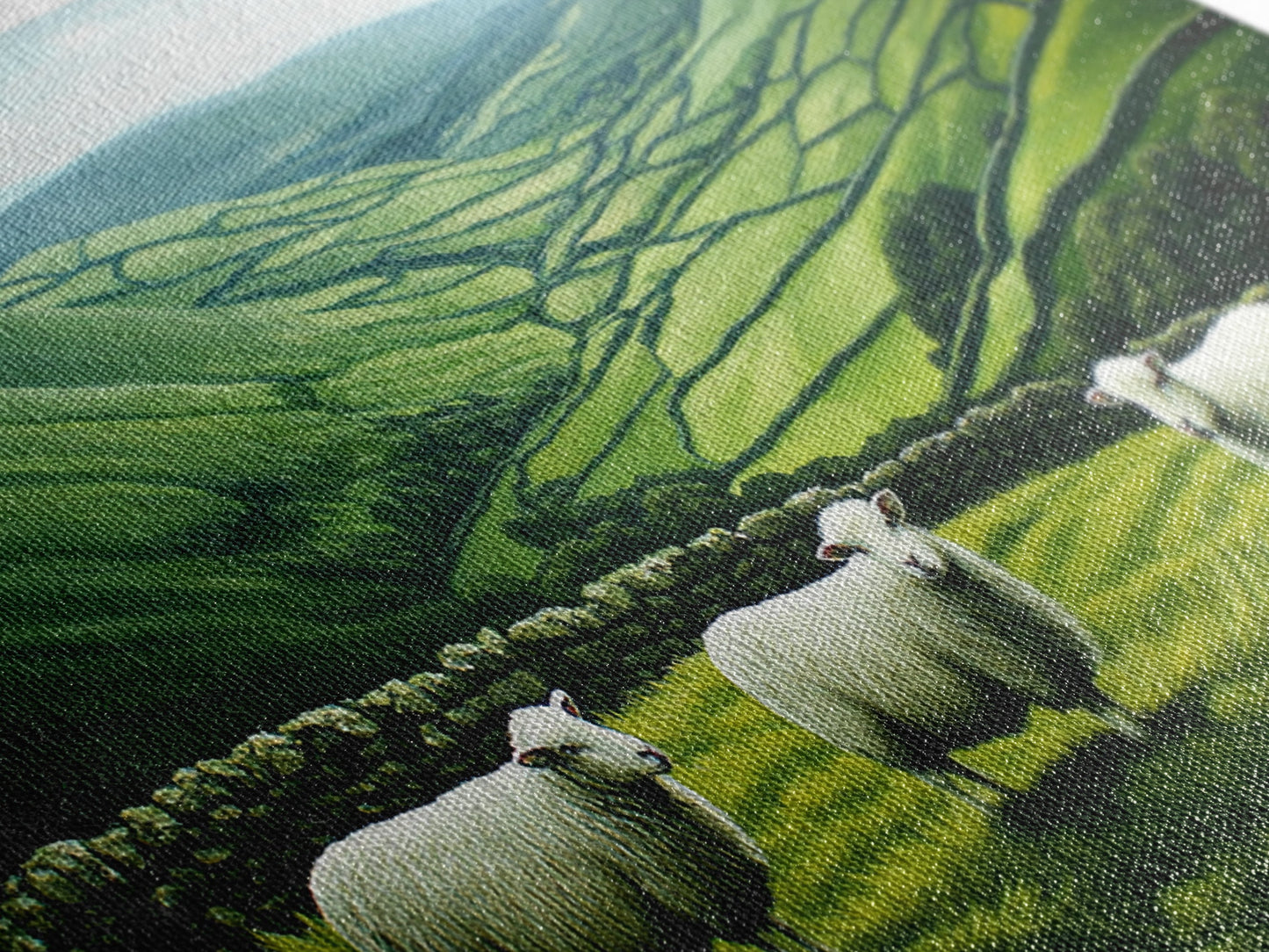 Scottish Highlands Canvas Print | Scottish Farmhouse Wall Art | Painting of Sheep in Scotland | Scotland Landscape Oil Painting