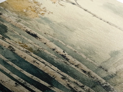 Mountain Forest Landscape Canvas Wall Art, Abstract Birch Tree Forest Watercolor Painting Print, Aspen Trees Colorado Wall Art