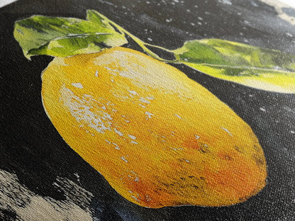 Lemon Painting Canvas Print - Kitsch Kitchen Decor - Eclectic Wall Art - Gift For Someone Who is Very random but likes lemons, like me