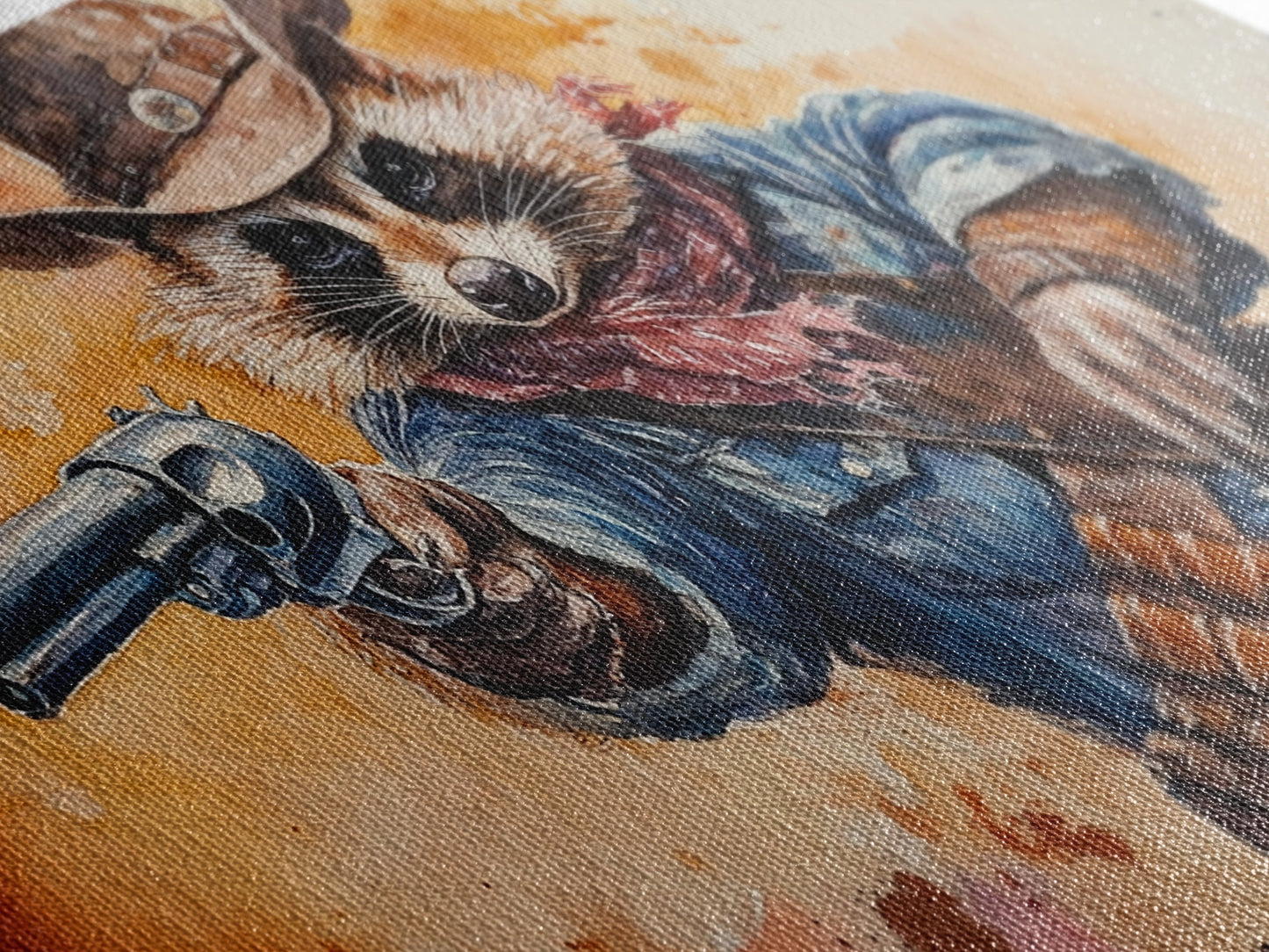 The Raccoon Cowboy - Framed Canvas Print - Raccoon Art - Trash Panda Cowboy