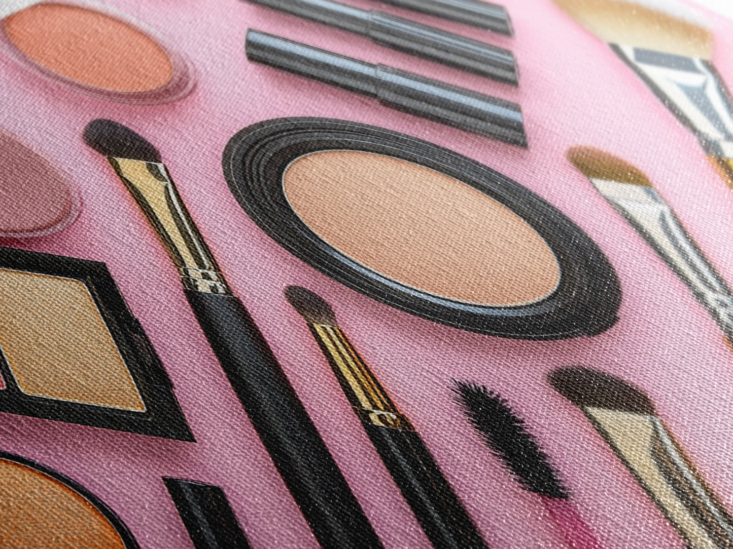 Makeup Spread Wall Art, Make Up Canvas Print, Preppy Dorm Room Wall Art, Girl's Dorm Room Wall Art, Makeup Painting