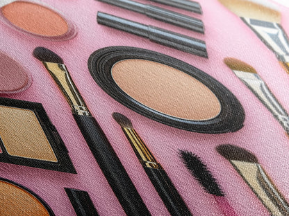 Makeup Spread Wall Art, Make Up Canvas Print, Preppy Dorm Room Wall Art, Girl's Dorm Room Wall Art, Makeup Painting