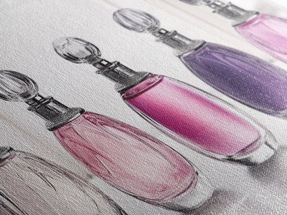Perfume Bottles Canvas Print, Preppy Dorm Room Decor, Perfume Bottles Painting, Girl's Room Art, Gift For Her, Gift For Daughter or Mom