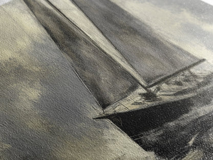 Black and White Charcoal Sketch Print of a Sailboat In a Storm, Framed Canvas Print, Nautical Wall Art, Nautical Home Decor