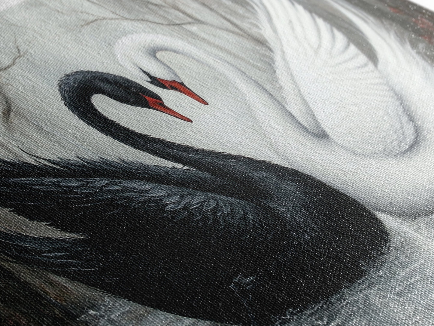 Dark Swans Forming a Heart - Framed Canvas Print - Dark Romance Wall Art - Dark Academia Art - Couple Gift Idea - Goth Art - Gothic Decor