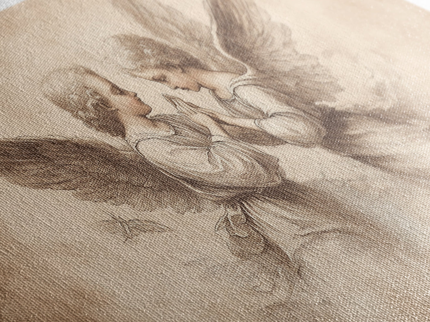 Guardian Angel Wall Art, Angel Painting Canvas Print, Angel Sketch, Angelic Home Decor, Christian Art, Christianity Home Decor