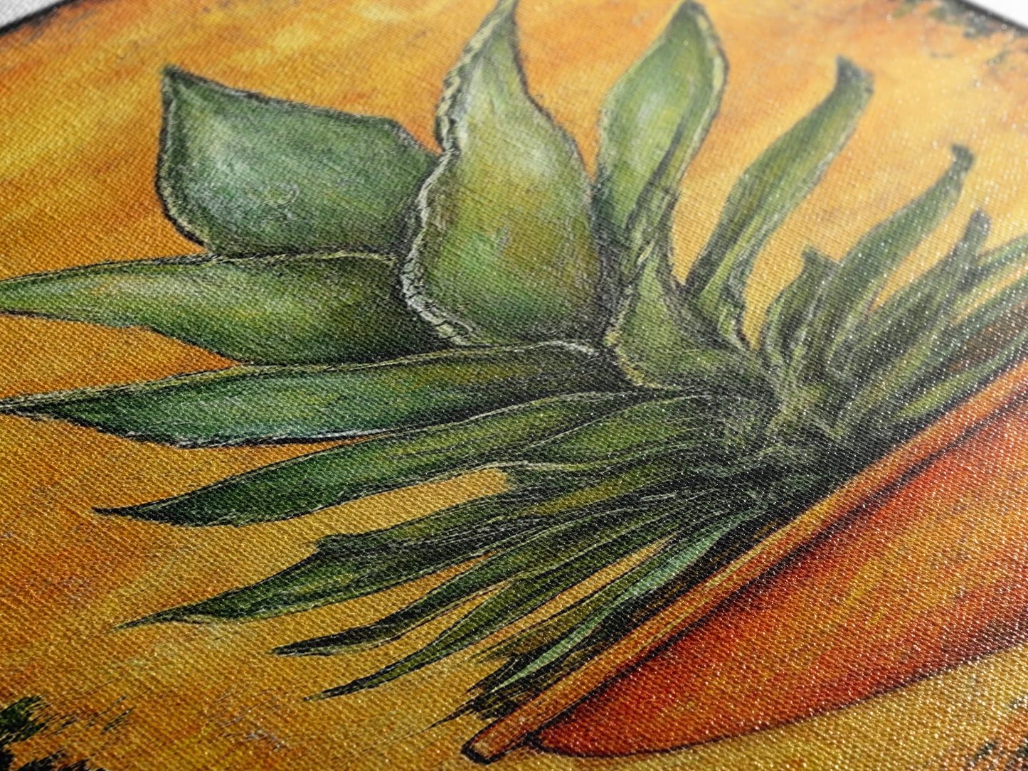 Vibrant Agave in Terra Cotta Framed Canvas Print Rustic Decor Agave Painting Botanical Prints Kitchen Wall Art