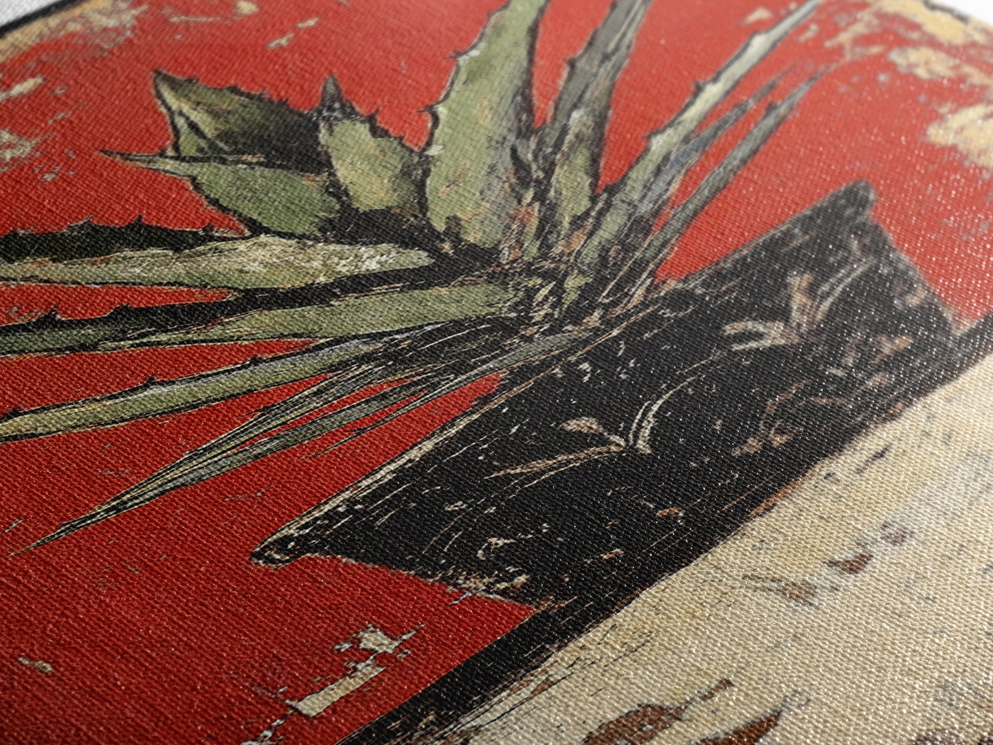 Agave Plant in Red Pot Canvas Print Southwest Wall Art Rustic Decor Botanical Prints Bold Colors Living Room Art