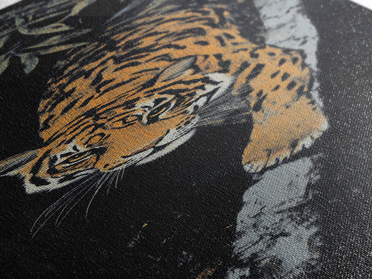 Framed Canvas Print of a Majestic Tiger Stalking Through the Jungle, Above Couch Art, Living Room Decor, African Art, Rustic Decor, Animal Art