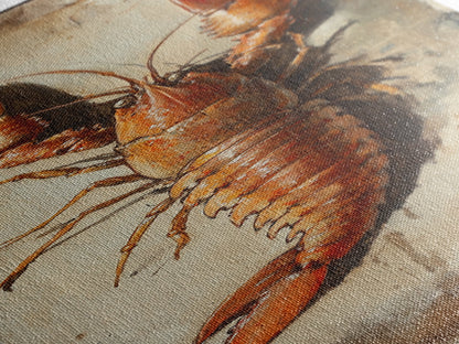 Funky Kitchen Art Framed Canvas Print, Crayfish Painting, New Orleans Cajun Wall Art, Oil Painting for Kitchen, Tall Skinny Art