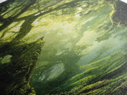 Light Twists Through the Bent Trees, Framed Canvas Print, Accent Piece Wall Art, Fantasy Landscape Painting