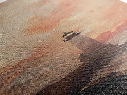 Lighthouse Wall Art Framed Canvas Print - Sunset Wall Art - Coastal Decor - Nautical Decor