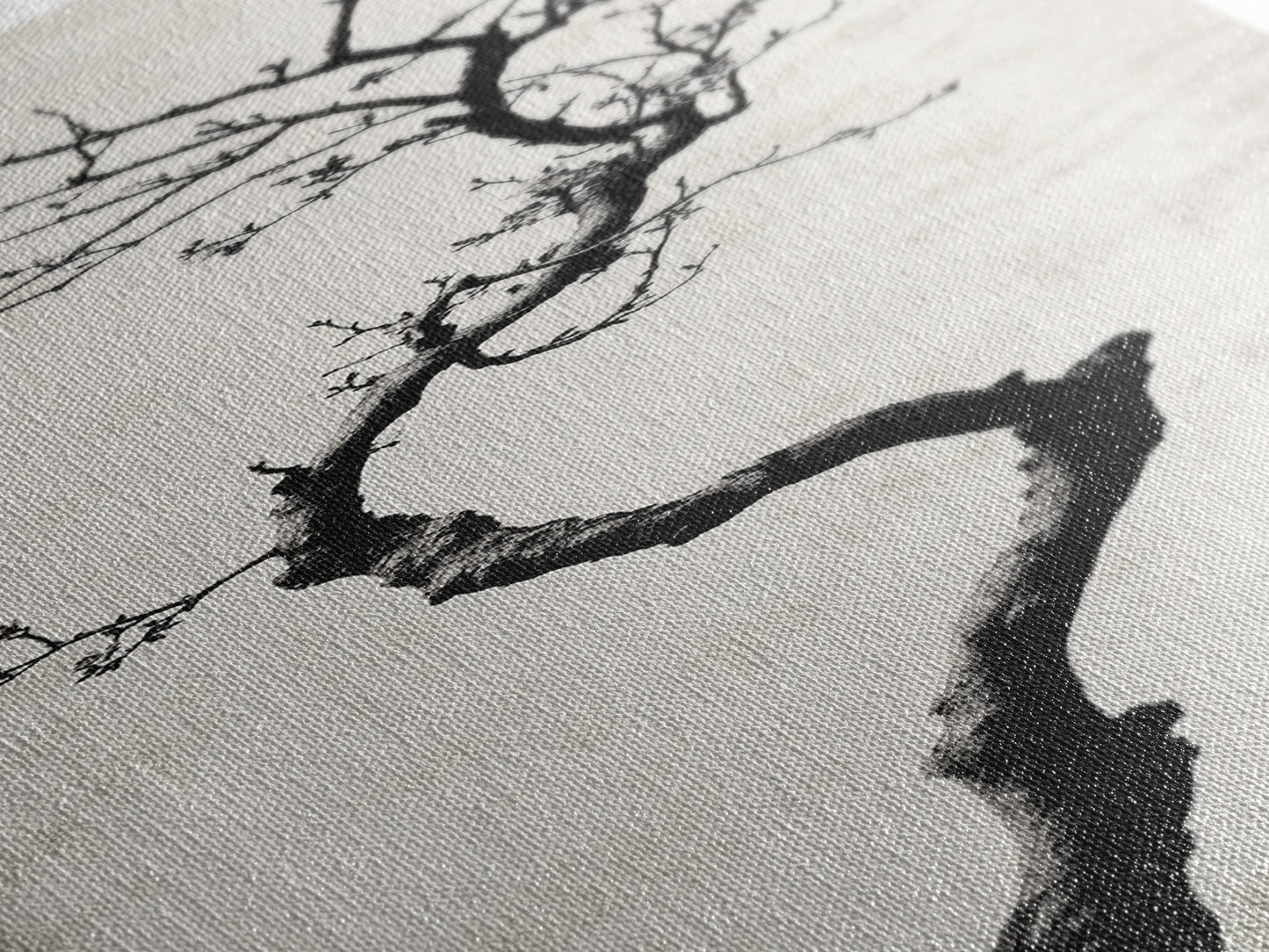 Framed Canvas Print of Minimalist Birch Tree Art in Black and White, Wabi Sabi Art, Rustic Wall Art, Above Bed Wall Art, Tall Skinny Art, Japanese Aesthetic