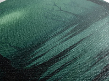 Framed Canvas Print of Forest at Dusk Painting in Teal, Moody Art, Dark Romance Painting, Above Bed Wall Art, Tall Narrow Art, Unique Gift Idea