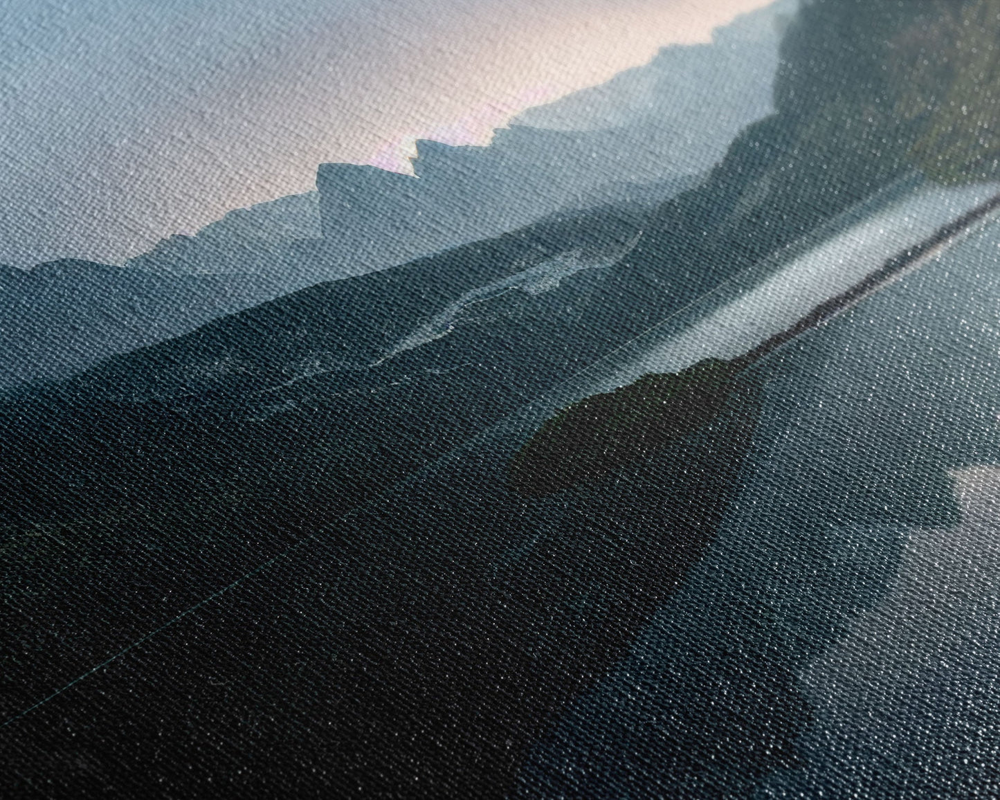 Calm Reflection Of A Lake and Mountains, ready to hang canvas print wall art, Lakehouse Cabin Wall Decor