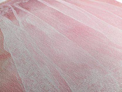 Delicate Bridal Veil Framed Canvas Print Feminine Pink Wall Art Wabi Sabi Minimalist Romantic Bedroom Artwork Unique Wedding Gift Idea