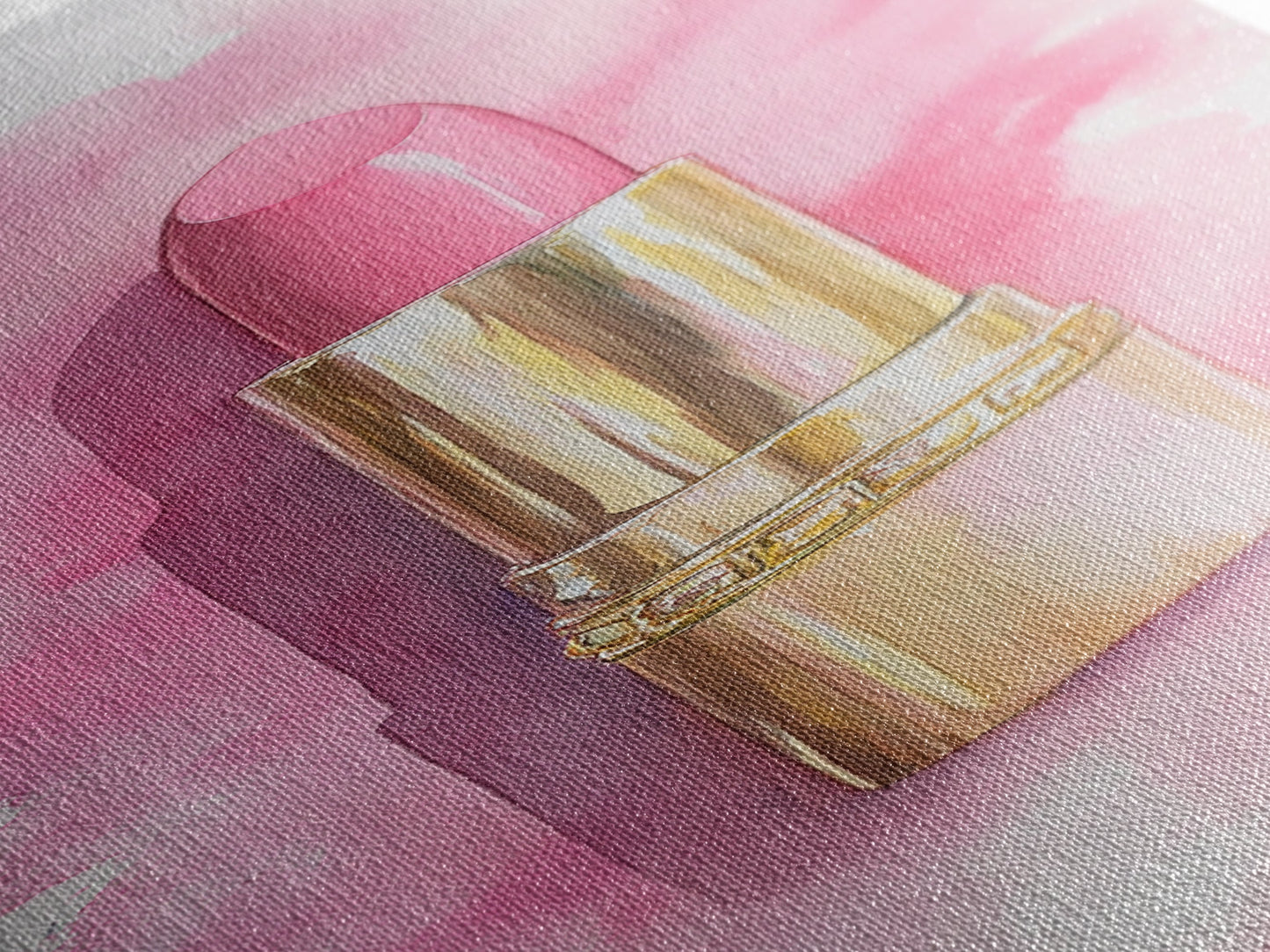 Pink Lipstick Canvas Print Feminine Pink Abstract Art Light Pink Wall Art Whimsical Art Rustic Decor Vertical Gift Idea Above Sofa