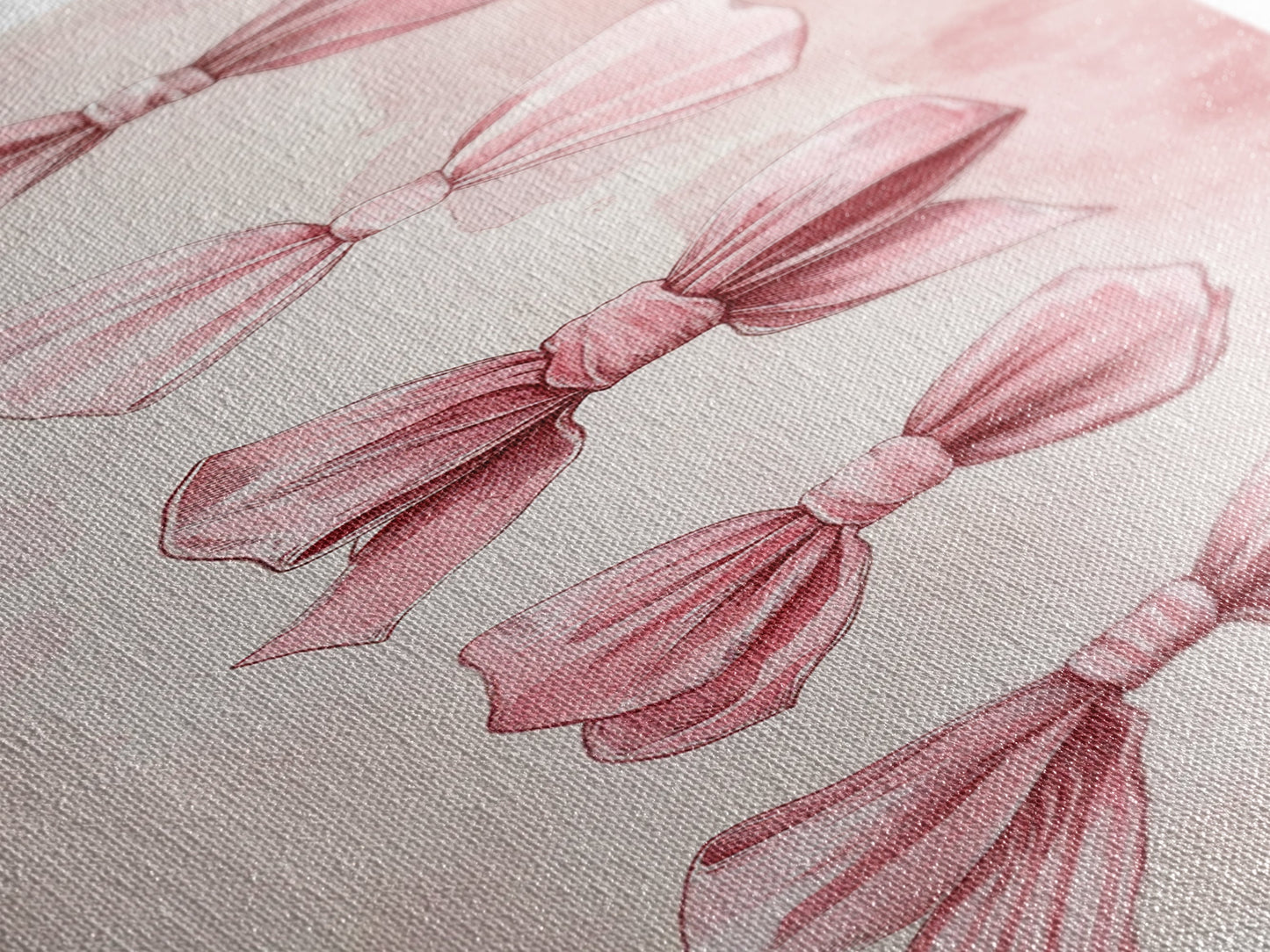 Bow Illustration Canvas Print Pink Whimsical Art Light Abstract Wall Art Vertical Art Feminine Gift Idea Bedroom Rustic Dorm Decor