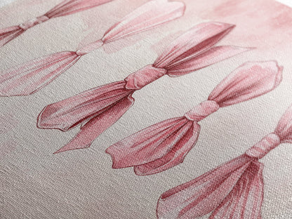 Bow Illustration Canvas Print Pink Whimsical Art Light Abstract Wall Art Vertical Art Feminine Gift Idea Bedroom Rustic Dorm Decor