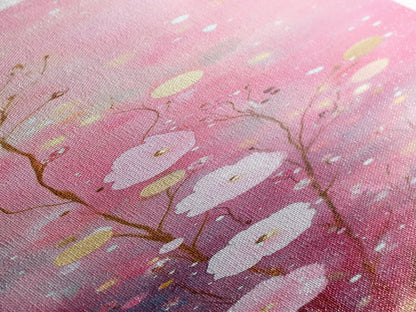 Ethereal Wildflower Painting Framed Canvas Print Featuring Dreamy Pink Abstract Art Perfect Living Room and Boho Aesthetic Spaces