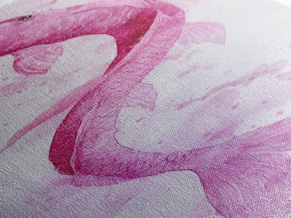 Koi Fish Canvas Print - Pink Whimsical Art, Minimalist Japanese Fish Painting, Skinny Wall Art, Peaceful Above Sofa Artwork