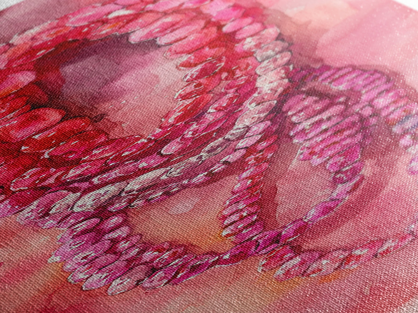 Shimmering Pink Beads Canvas Print Gemstone Painting Whimsical Wall Art Jewelry Lover Gift Vertical Pink Abstract Rustic Art