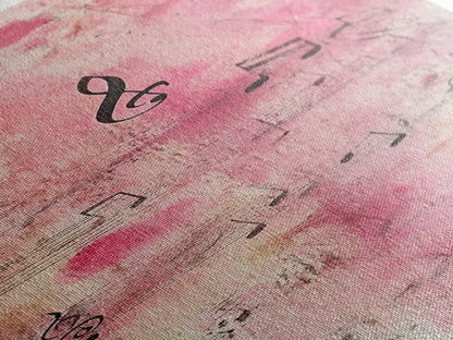 Musical Notes Abstract Canvas Print Pink Abstract Art Whimsical Art Rustic Decor Gift Idea Music Lovers Light Pink Wall Art