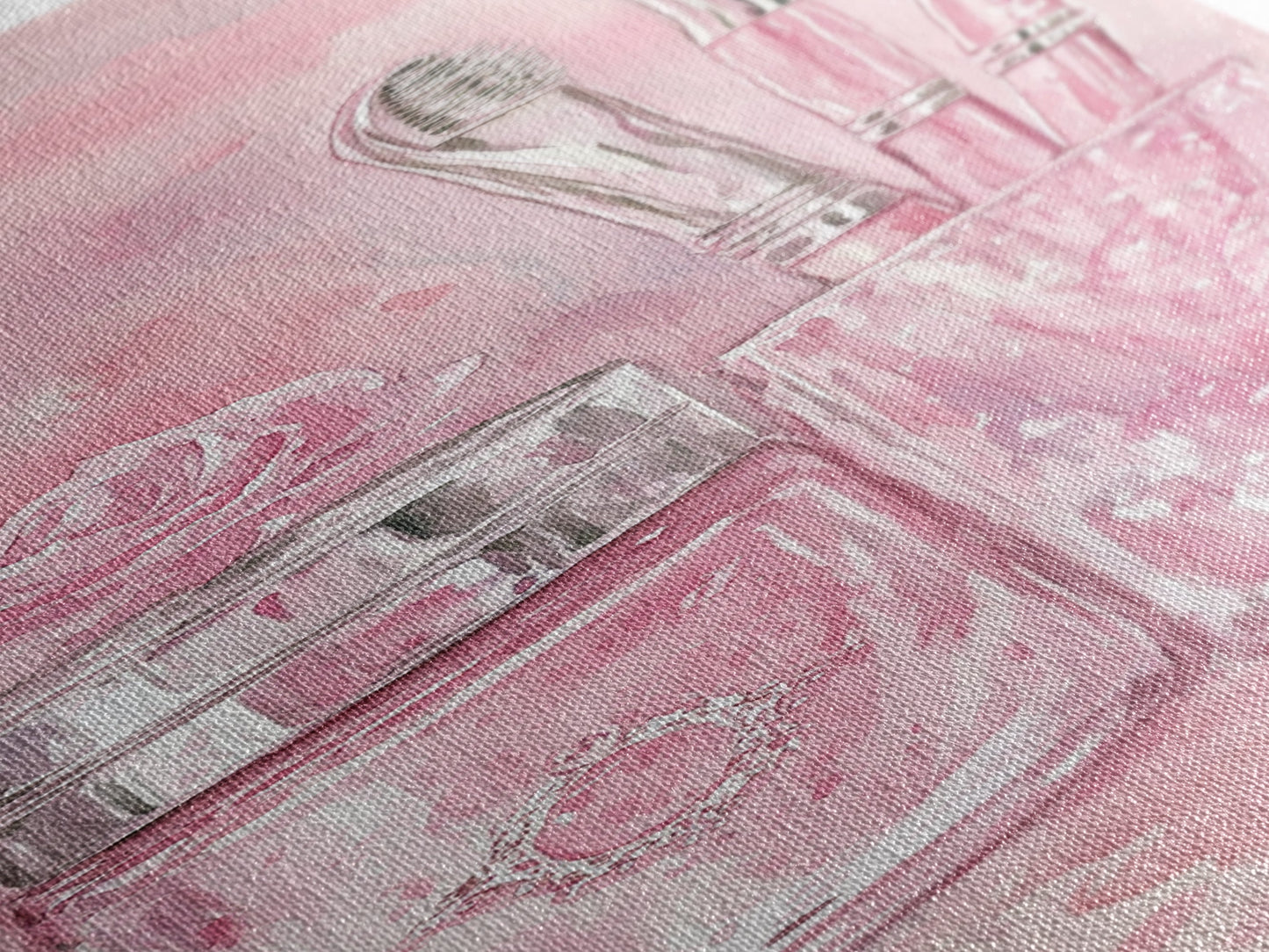 Delicate Makeup Illustration Canvas Print Pink Abstract Art Feminine Wall Decor Light Pink Wall Art Gift Idea Unique Painting