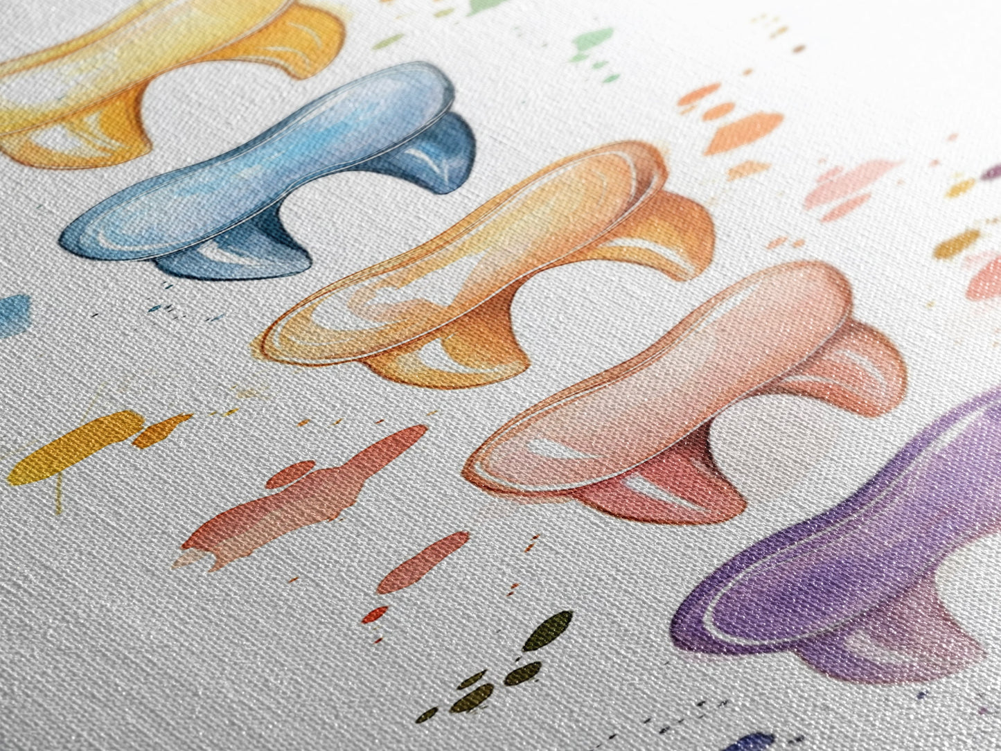 Artistic Dental Canvas Print Featuring Colorful Watercolor Teeth, Whimsical Dental Office Wall Art, Gift Idea for Dentists