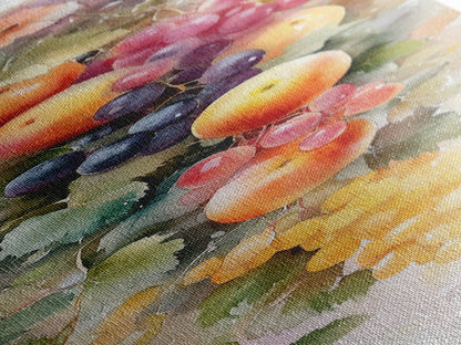 Vibrant Fruit Canvas Print with Grapes and Apples, Fall Rustic Kitchen Art, Farmhouse Vertical Living Room Wall Decor