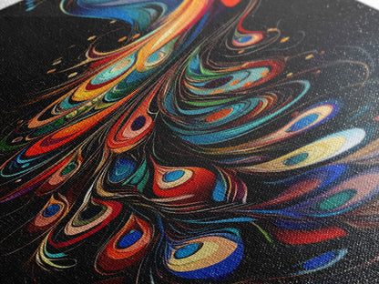 Whimsical Peacock Wall Art Canvas Print with Bold Modern Design and Boho Decor, Perfect Accent for Bedroom or Living Room Art