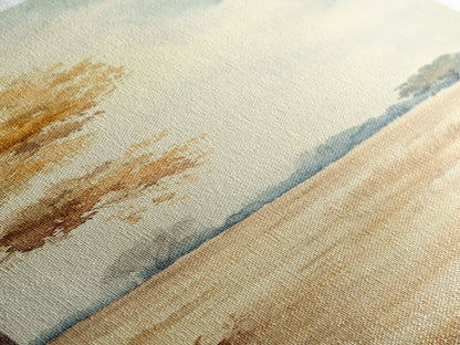 Framed Canvas Print of Oak Tree Art with Golden Autumn Leaves, Tall Skinny Art, Extra Wide Rustic Wall Art, Nature Gift Idea, Above Couch Decor