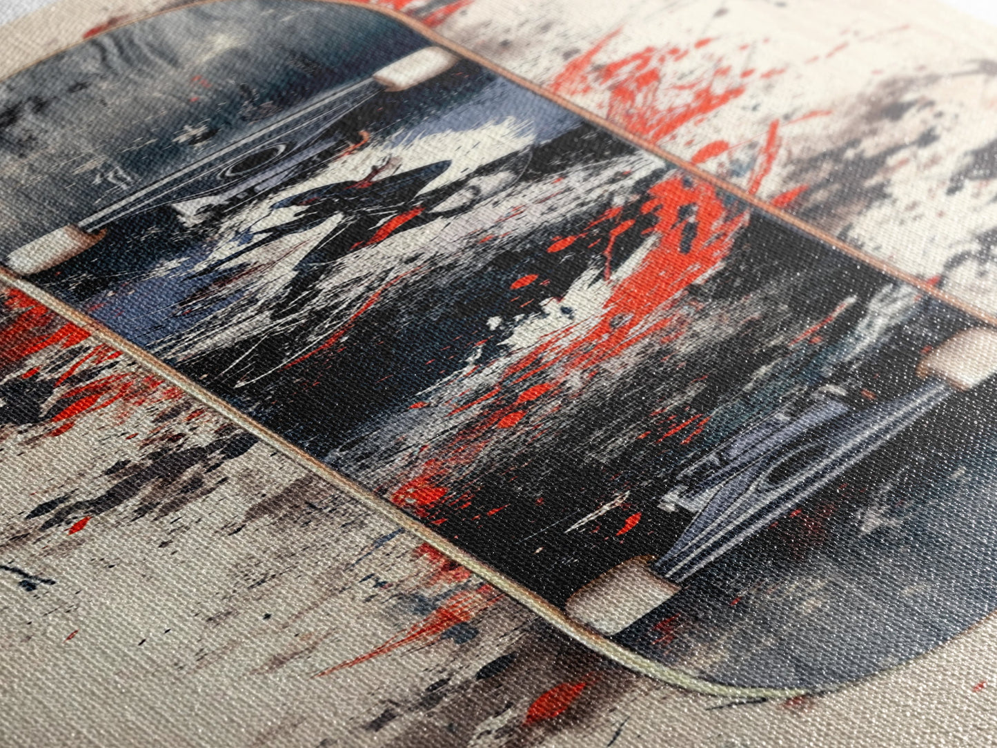 Graffiti Style Skateboard Canvas Print, Abstract Red and Black Wall Art, Urban Skateboard Art, Gift Idea for Living Room or Bedroom