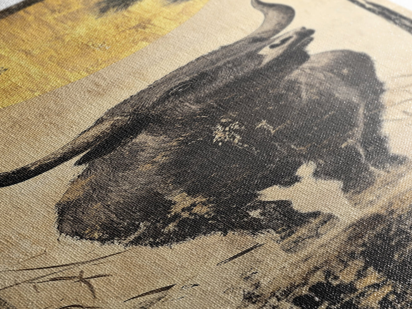 Modern Bull Artwork Framed Canvas Print, Rustic Animal Wall Art, Farmhouse Decor, Vertical Skinny Art, Pine Tree Moonlight Scene