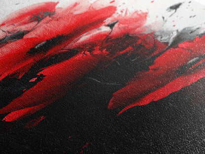 Dramatic Poppy Art Black and White Red Wall Art Framed Canvas Print California Poppy Art Rustic Home Decor Tall Skinny Art