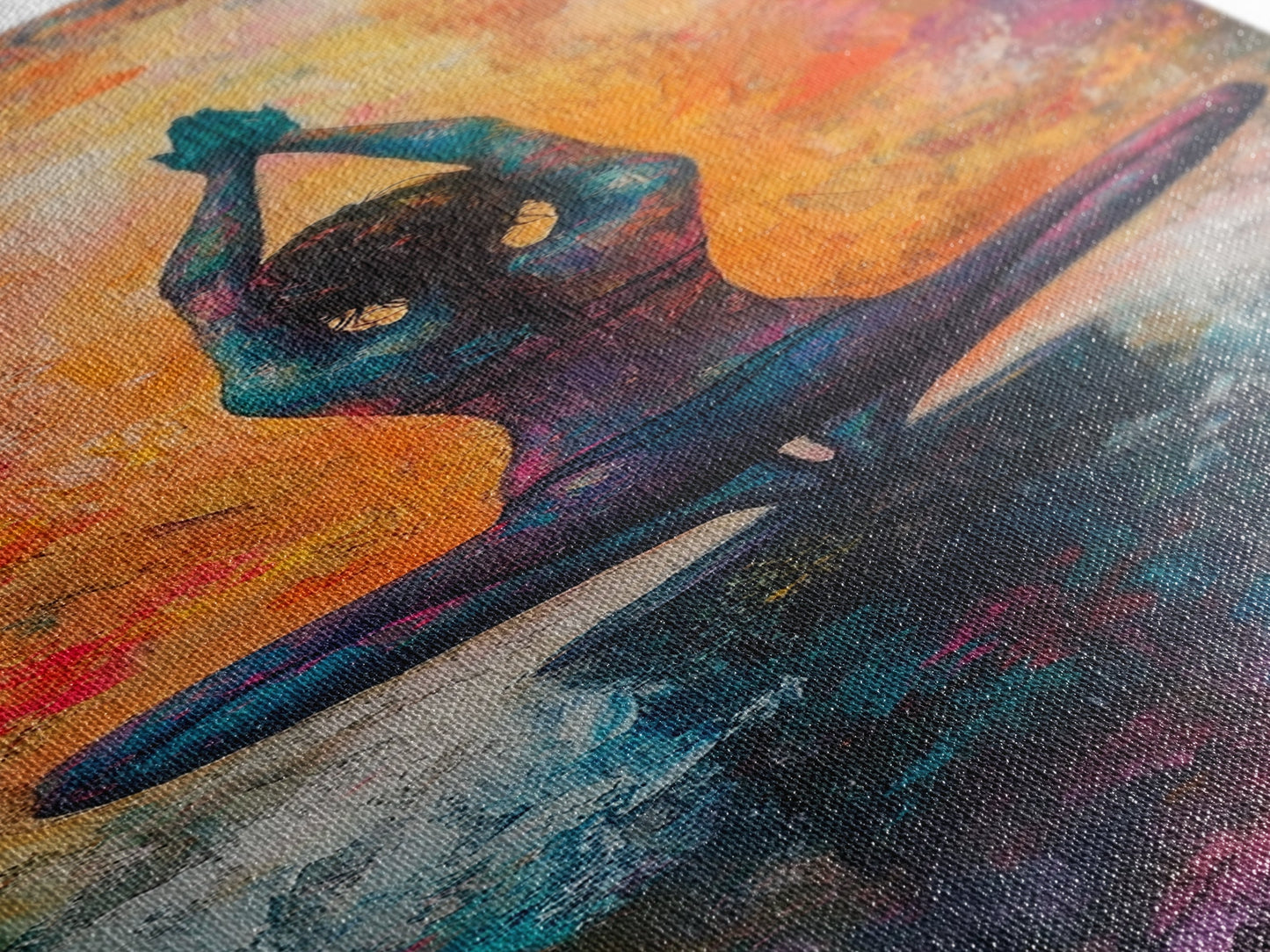 Yoga Art Framed Canvas Print Meditation Decor Zen Wall Art Vibrant Painting Vertical Art for Bedroom or Yoga Room