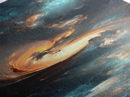 Radiant Sky Abstract Blue Wall Art Framed Canvas Print Coastal Decor Moody Wall Art Extra Wide Art Horizontal Panoramic