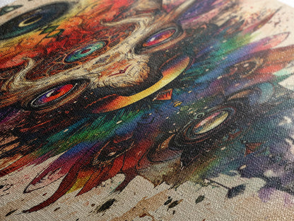 Enchanted Deer Canvas Print Featuring Sacred Geometry, Vibrant Color Palette, Boho Art And Ideal Living Room Rustic Wall Decor