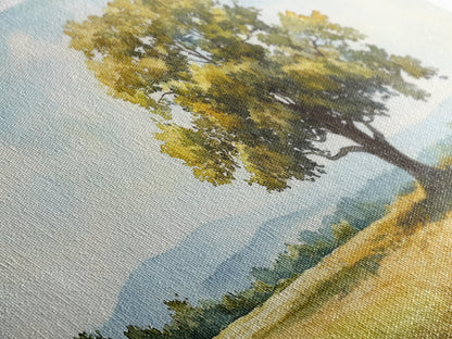 Oak Tree Art Landscape Painting Framed Canvas Print Rustic Decor Living Room Art Original Artwork Above Couch Wall Art Nature Scene